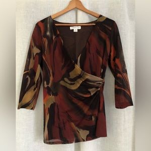 coldwater creek multicolored 3/4 sleeve v-neck top